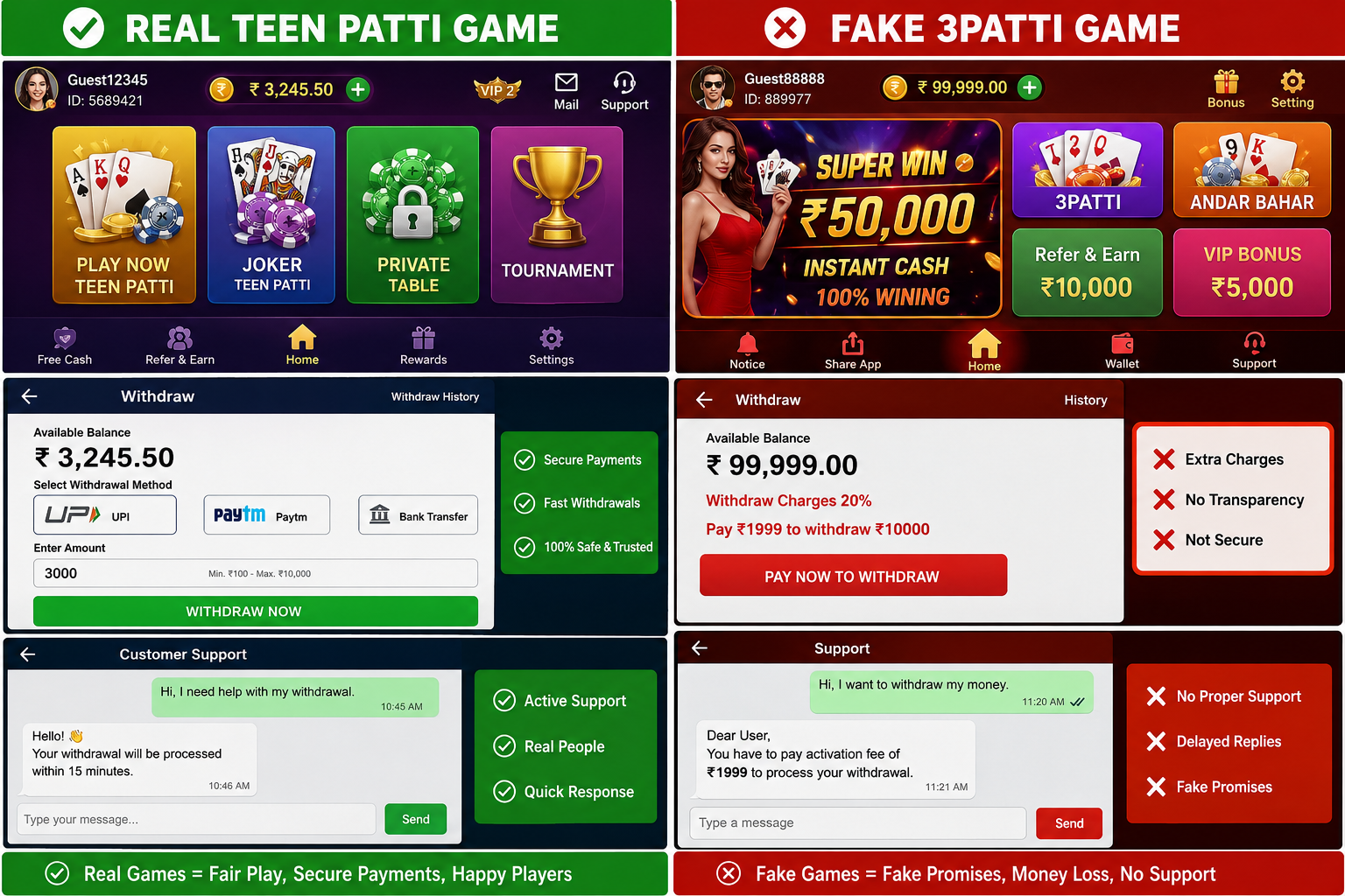 Real Teen Patti Game Vs Fake 3Patti Games